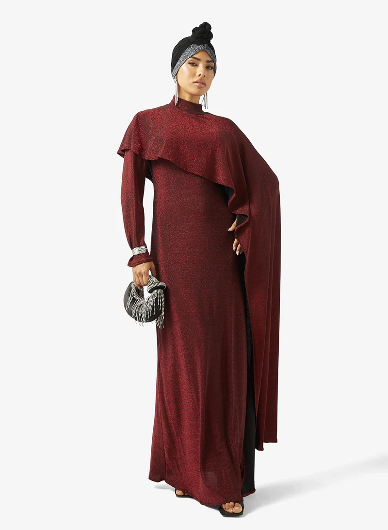 Khizana  Dress With Aysmmetric Cape for Women | Best Price UAE